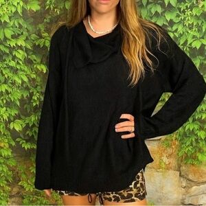 PHILOSOPHY Black Crossover Neckline Boucle Sweater, XS